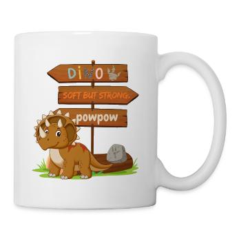 Cute Dinosaur with Playful Signpost - Coffee/Tea Mug - white - Right