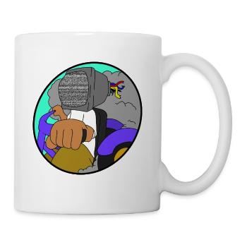 Retro TV Rider on Neon Bike - Coffee/Tea Mug - white - Right