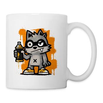 Cool Graffiti Raccoon with Spray Can Street Art De - Coffee/Tea Mug - white - Right