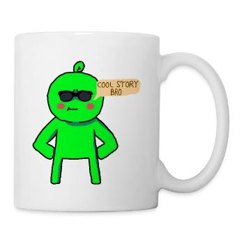 Cool Story Bro Funny Grumpy Green Sprout Meme - Coffee/Tea Mug - white - Right