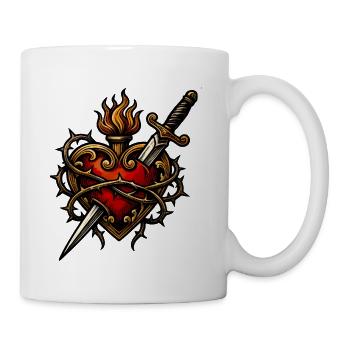 Sacred Heart Dagger Thorns Tattoo - Coffee/Tea Mug - white - Right
