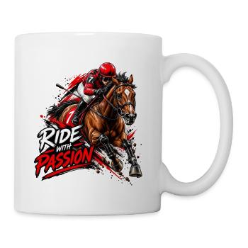 Ride With Passion – Horse Racing Jockey - Coffee/Tea Mug - white - Right