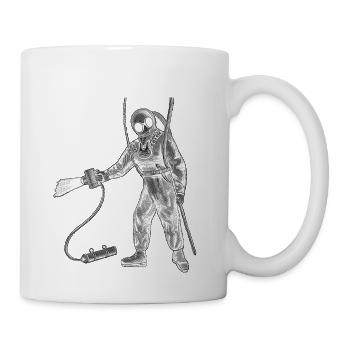 Vintage Diver with Helmet and an Underwater Lamp - Coffee/Tea Mug - white - Right