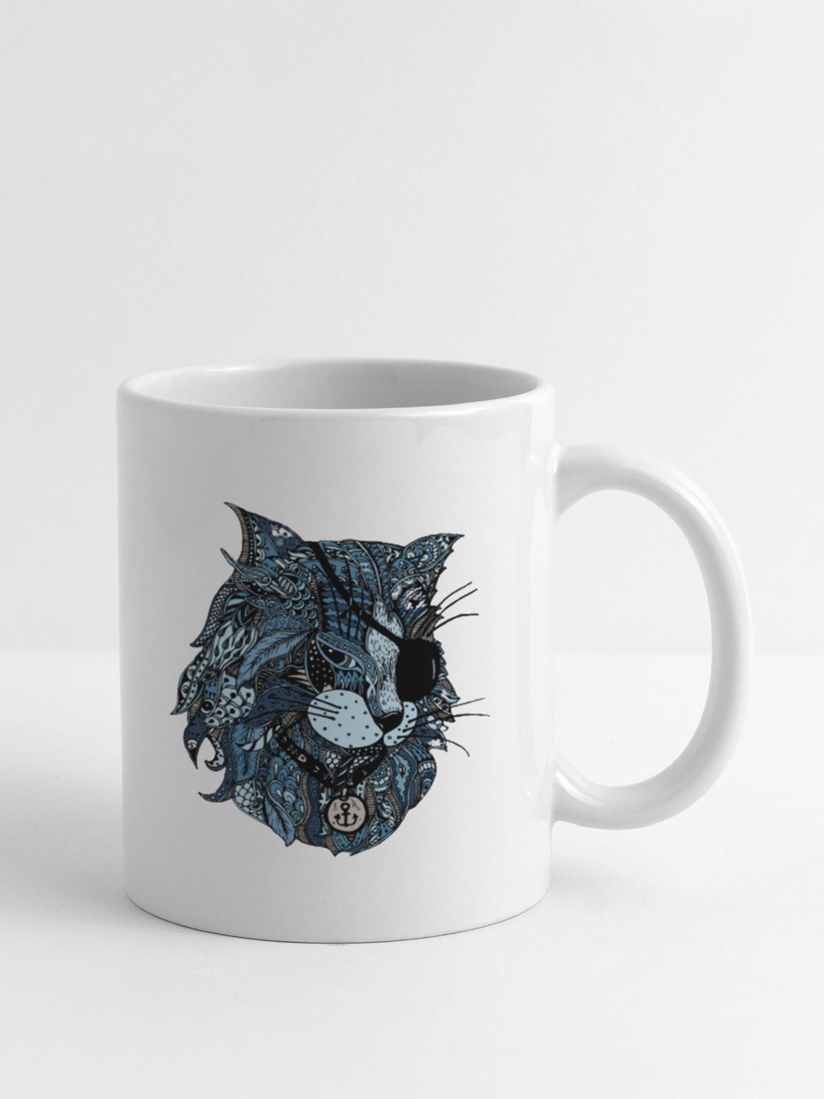 blue cat - Coffee/Tea Mug - white - Right