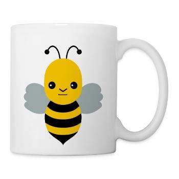 Meh Expression Cartoon Bee/Bumblebee - Coffee/Tea Mug - white - Right