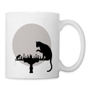 Cat and Rat Playing Chess - Coffee/Tea Mug - white - Right