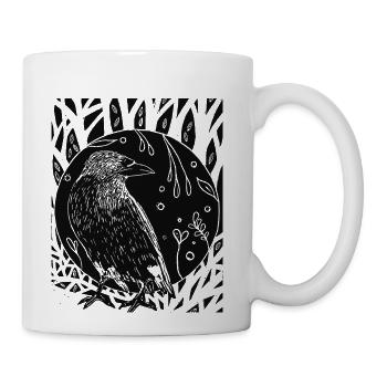 Black and White Raven - Coffee/Tea Mug - white - Right