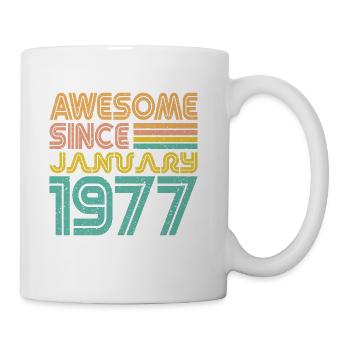 Awesome since January 1977 January birthday - Coffee/Tea Mug - white - Right