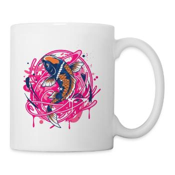 Koi Neon Splash Art - Coffee/Tea Mug - white - Right