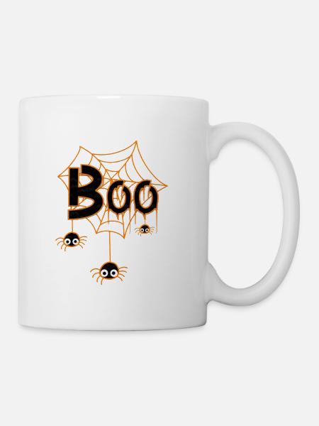 Boo Spider Web Halloween Glow - Coffee/Tea Mug - white