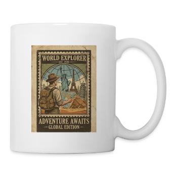 Global Explorer Vintage Poster - Coffee/Tea Mug - white - Right