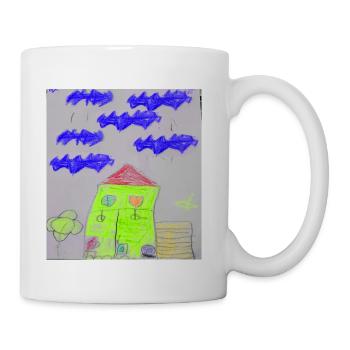 Neon Green House Under Blue Clouds - Coffee/Tea Mug - white - Right