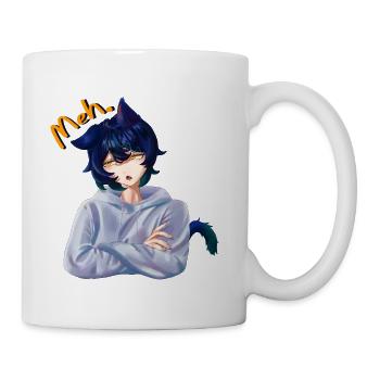 Meh. Cat Anime Original Character Portrait - Coffee/Tea Mug - white - Right