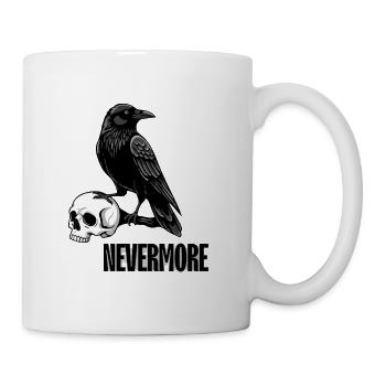 Raven and Skull Monochrome Gothic - Coffee/Tea Mug - white - Right