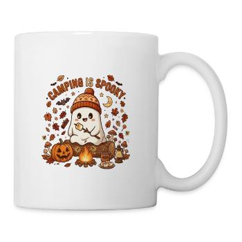 Spooky Campfire Ghost – Cute Halloween Camping - Coffee/Tea Mug - white - Right