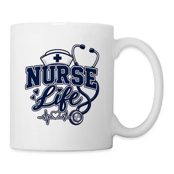 Nurse Life - Stethoscope Heartbeat Design - Coffee/Tea Mug - white - Right