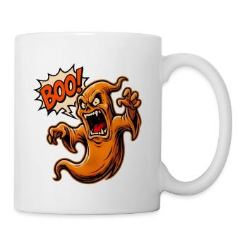 Angry Halloween Ghost Boo Cartoon - Coffee/Tea Mug - white - Right