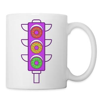Funny Traffic Lights Colored Donuts Cartoon - Coffee/Tea Mug - white - Right