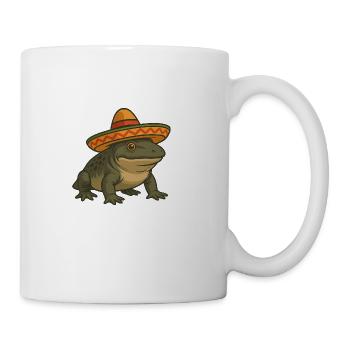 Prehistoric amphibian Ichthyostega with sombrero c - Coffee/Tea Mug - white - Right