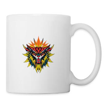 Fiery Wolf Sunburst Emblem - Coffee/Tea Mug - white - Right