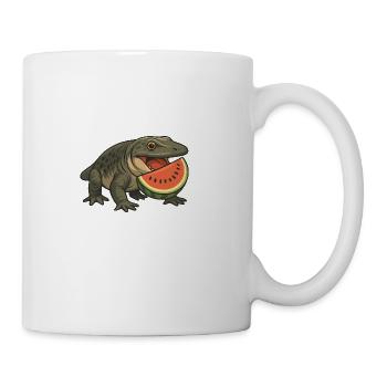 Prehistoric amphibian evolution cartoon watermelon - Coffee/Tea Mug - white - Right