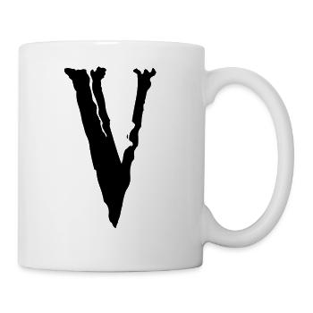 Initial V, distorted letter V - Coffee/Tea Mug - white - Right
