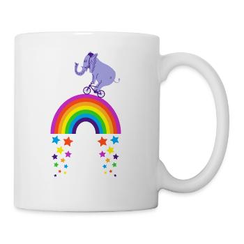 Kidcore Rainbow Elephant Bike Riding Gift Idea - Coffee/Tea Mug - white - Right