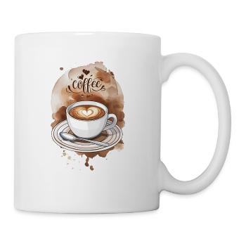 Coffee Cup with Heart Latte Art - Coffee/Tea Mug - white - Right