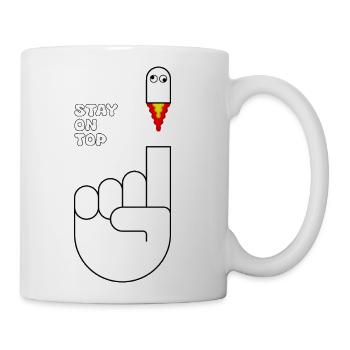 Stay On Top Index Finger Rocket Motivation - Coffee/Tea Mug - white - Right