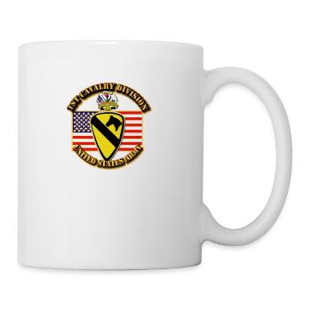 1st Cavalry Division w Flag - Coffee/Tea Mug - white - Right