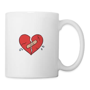 Broken Heart with Bandage - Coffee/Tea Mug - white - Right