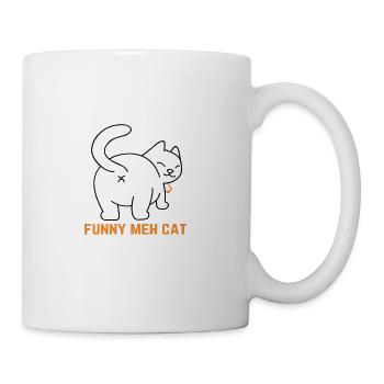 Funny Meh Cat - Coffee/Tea Mug - white - Right