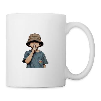 Shushing Kid in Bucket Hat - Coffee/Tea Mug - white - Right