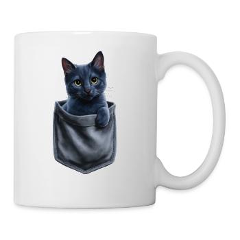 Russian Blue Cat In Pocket - Coffee/Tea Mug - white - Right