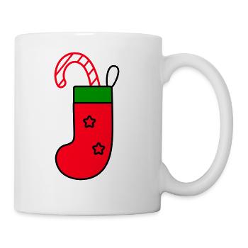 christmas sock with candy cane - Coffee/Tea Mug - white - Right