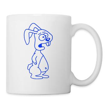 Rabbit Terrified Anxious Desperate Confused Cool - Coffee/Tea Mug - white - Right