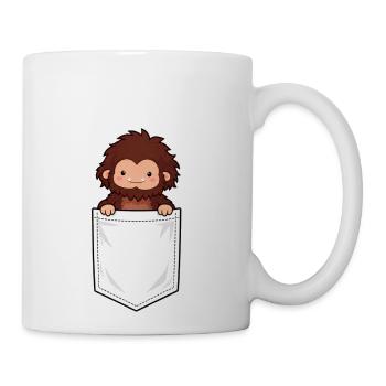 Cute Sasquatch Pocket Tee – Funny Bigfoot Hiking - Coffee/Tea Mug - white - Right