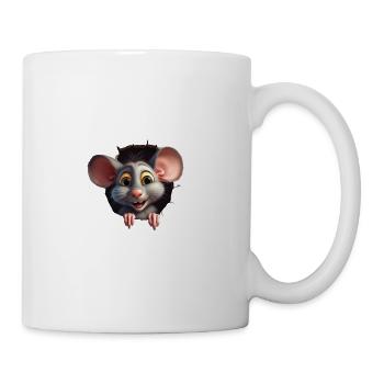 Funny Sticker, Humorous Decoration, Cartoon Mouse - Coffee/Tea Mug - white - Right