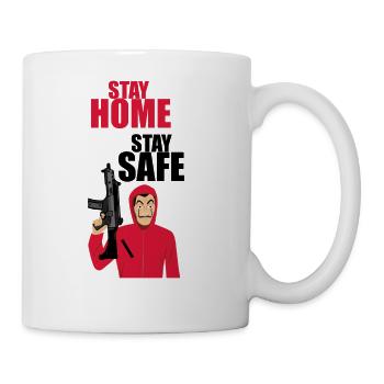 La Casa Message Stay Home Stay Safe girl music - Coffee/Tea Mug - white - Right