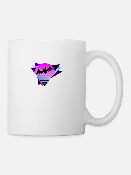Bat Silhouette Retro 80s Vaporware - Coffee/Tea Mug - white