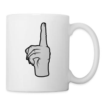 finger pointing up hand - Coffee/Tea Mug - white - Right