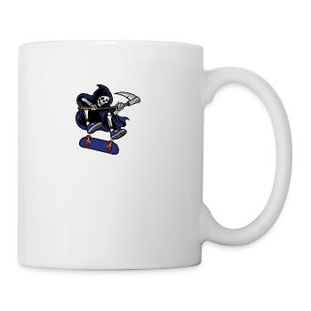 T shirt skeleton skateboard streetwear cool vector - Coffee/Tea Mug - white - Right