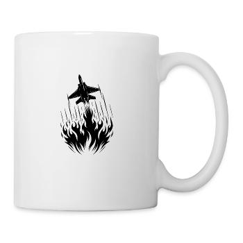 Fighter Jet Model Airplane Fire Flames Flight - Coffee/Tea Mug - white - Right