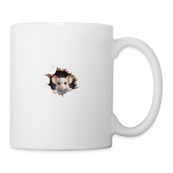 Get a Laugh with This Cute Mouse Hole Sticker - Coffee/Tea Mug - white - Right