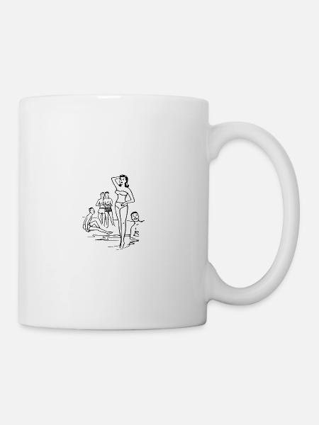 Summer Beach Girls Line Art - Coffee/Tea Mug - white