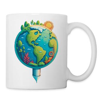 Climate Change Awareness Planet Earth - Coffee/Tea Mug - white - Right