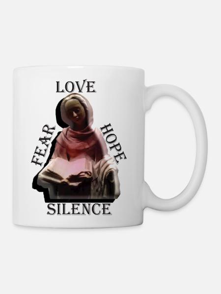 Street Wear, Alabaster Statues, Love Hope Silence - Coffee/Tea Mug - white