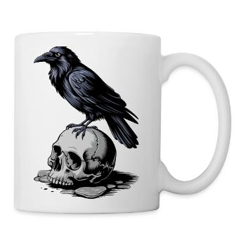 Raven on Skull - Coffee/Tea Mug - white - Right