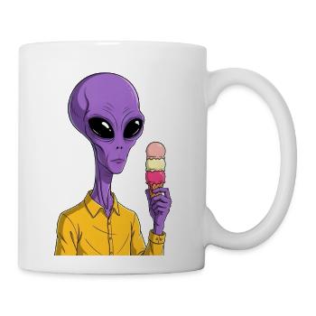 Purple Alien with Ice Cream - Coffee/Tea Mug - white - Right