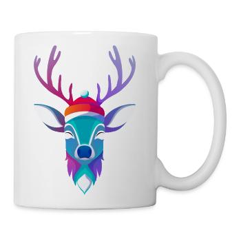 Prismatic Deer with Winter Hat - Coffee/Tea Mug - white - Right